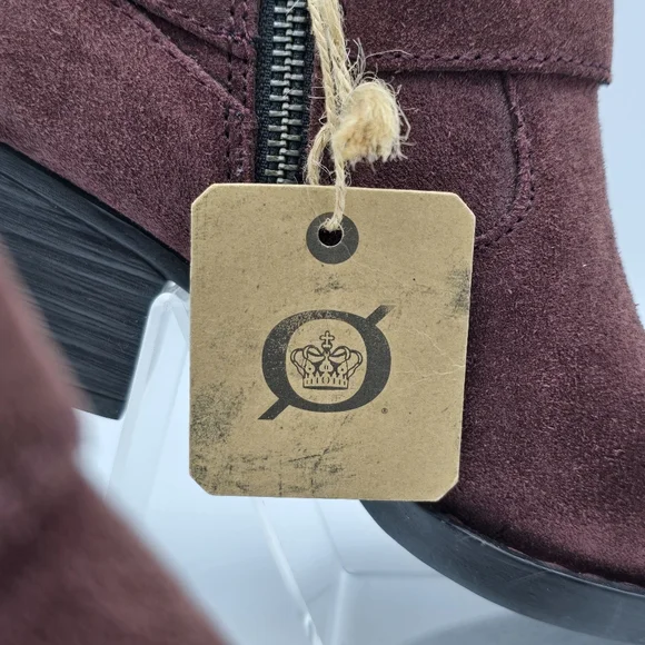 NWT Born Carmel Harness Suede Ankle Booties, Burgundy/Wine, Women's Size 6 - Picture 3 of 16